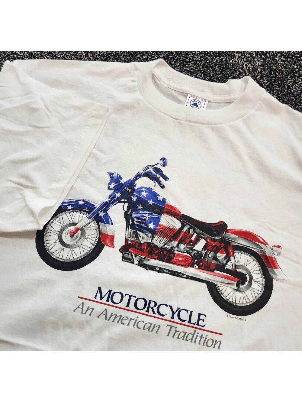New Vintage Delta Preshrunk Shirt Mens Sz XL White USA Motorcycle American Flag
